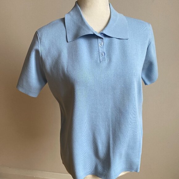 HILARY Macmillan BNWT Ribbed Top Polo Large Button - Picture 2 of 8